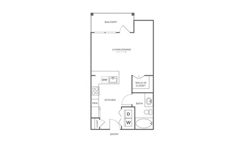 a floor plan of a 1 bedroom floor plan
